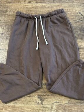 Arizona Jean Company Chocolate Brown Jogger Pants with White Drawstring